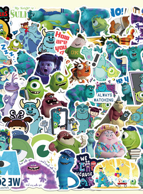 50张卡通动画Monsters Inc怪兽电力公司贴画笔记本电脑手机旅行箱