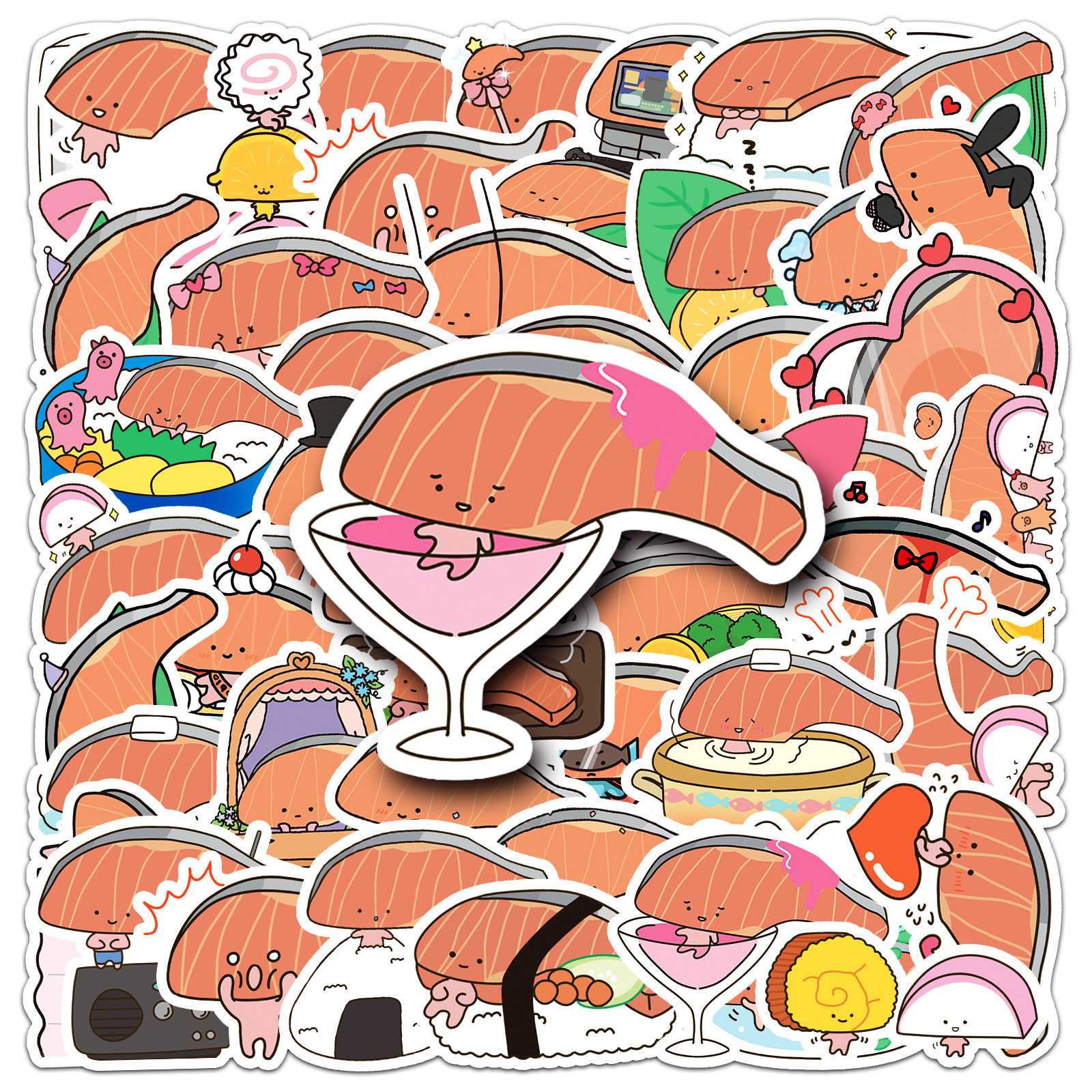 50张二次元切片妞三文鱼KIRIMI卡通贴画笔记本电脑手机平板手