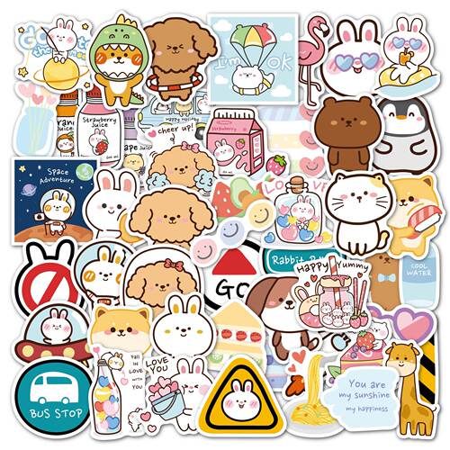 100张ins可爱小熊兔动漫卡通贴纸