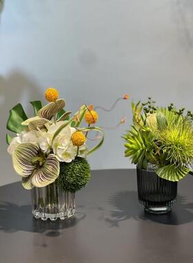 现代简约仿真花艺绿植玻璃插花器