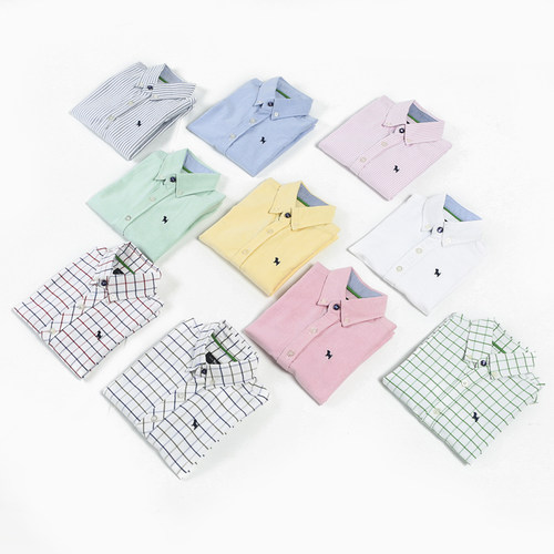 牛津纺纯棉秋款白色校服长袖衬衫