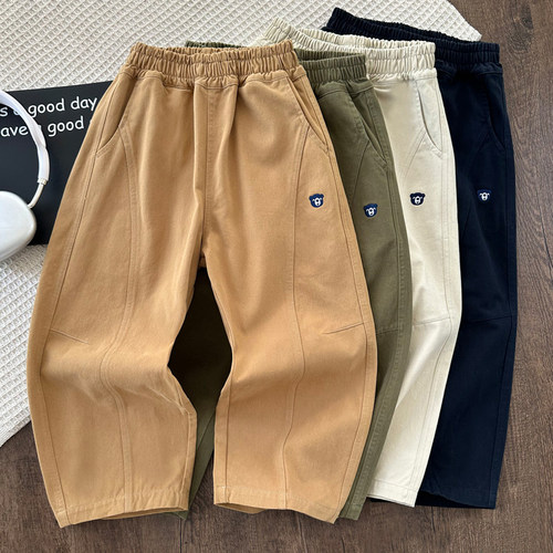 男童裤子春秋款2025儿童装新款休闲弯刀裤中大儿童男孩阔腿裤长裤