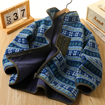 男童摇粒绒外套秋冬新款2025儿童冬装中大童加绒内搭外穿保暖上衣