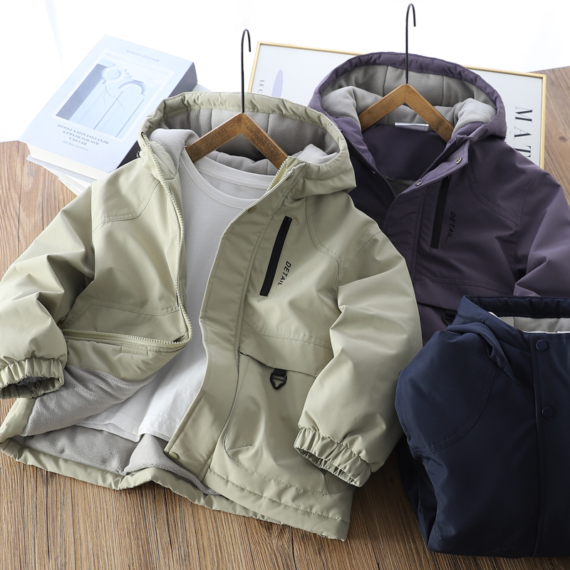 男童连帽棉服冬季新款2025儿童装加厚加绒中大童男孩夹克棉袄保暖