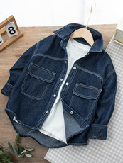 Детская куртка Жан 男童牛仔衬衫外套春秋款新款中大童时尚明线长袖翻领儿童装休闲潮