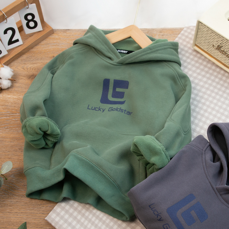 秋冬季男童休闲印花加绒卫衣