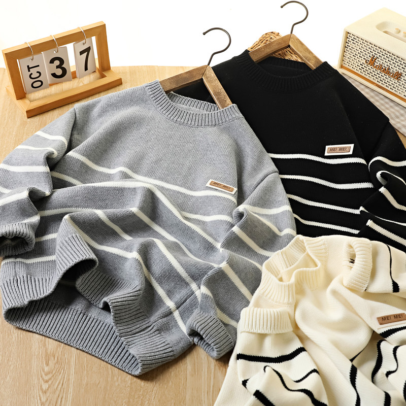 男童圆领条纹毛衣冬季新款2025儿童线衣中大童保暖打底套头针织衫,童装/婴儿装/亲子装,毛衣/针织衫,淘宝优惠券,粉丝福利购,淘宝优惠卷