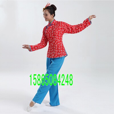 东北大花布红灯记广场舞演出服