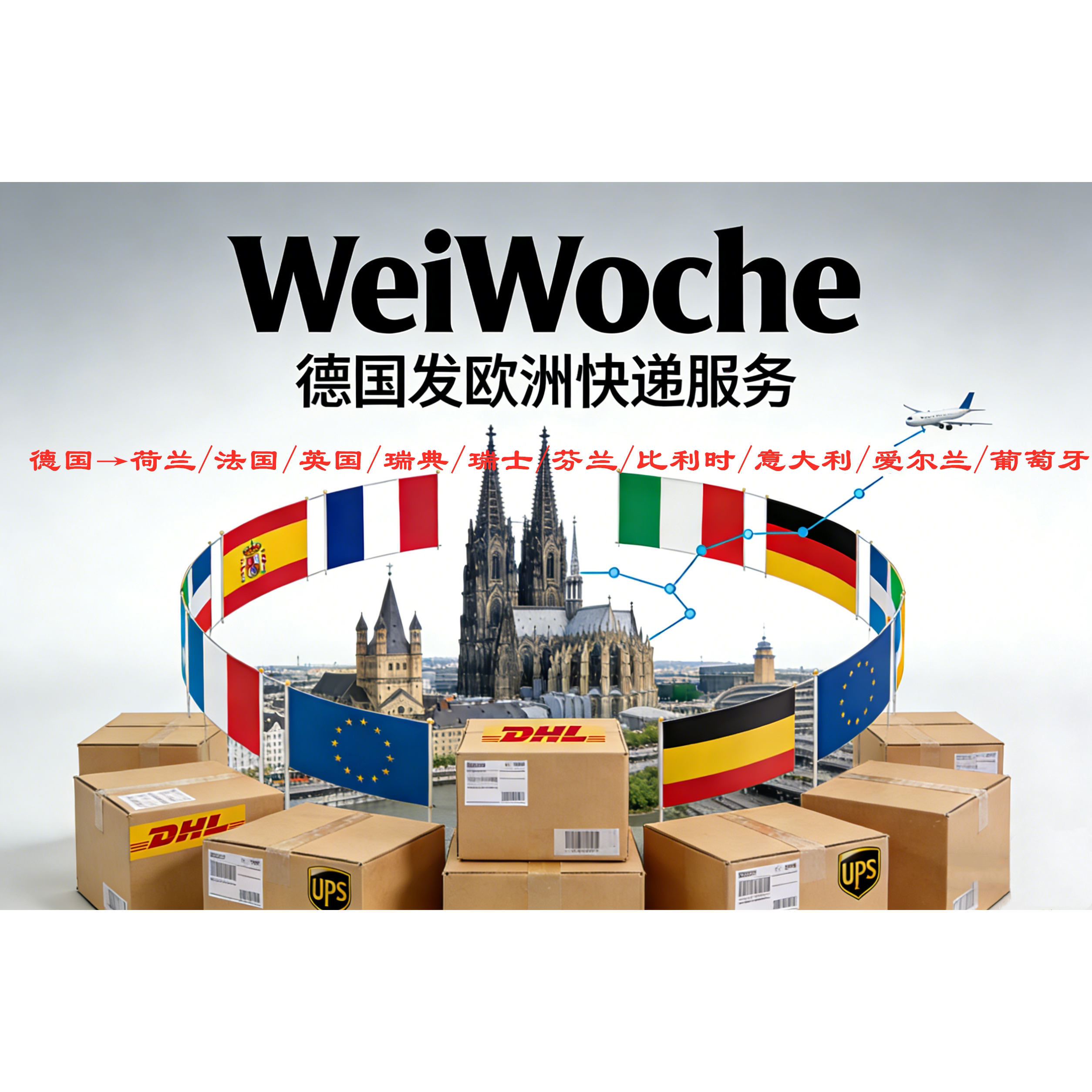 DHL欧盟快递单 德国→法国英国瑞士荷兰芬兰意大利西班牙奥地利