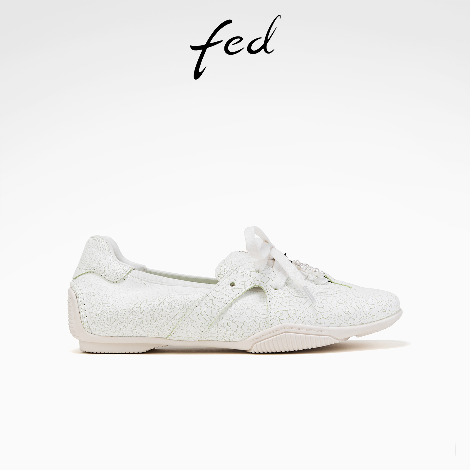 fed珠帘玉幕真皮女鞋秋季平底休闲鞋女德训鞋小白运动玛丽珍鞋女