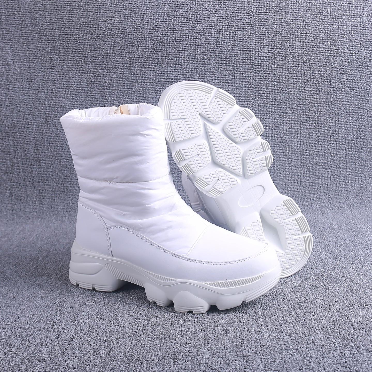 俄罗斯冬季时尚保暖雪地靴抗寒保暖软面雪地棉厚底加毛加绒侧拉链