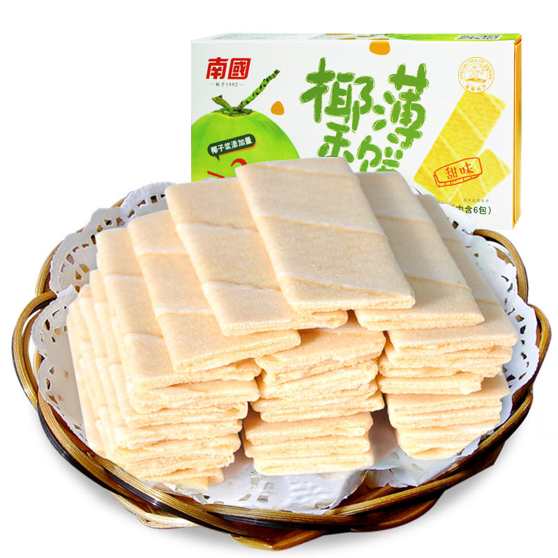 早餐薄脆饼干南国椰香薄饼薄脆饼干80g早餐代餐下午茶儿童休闲