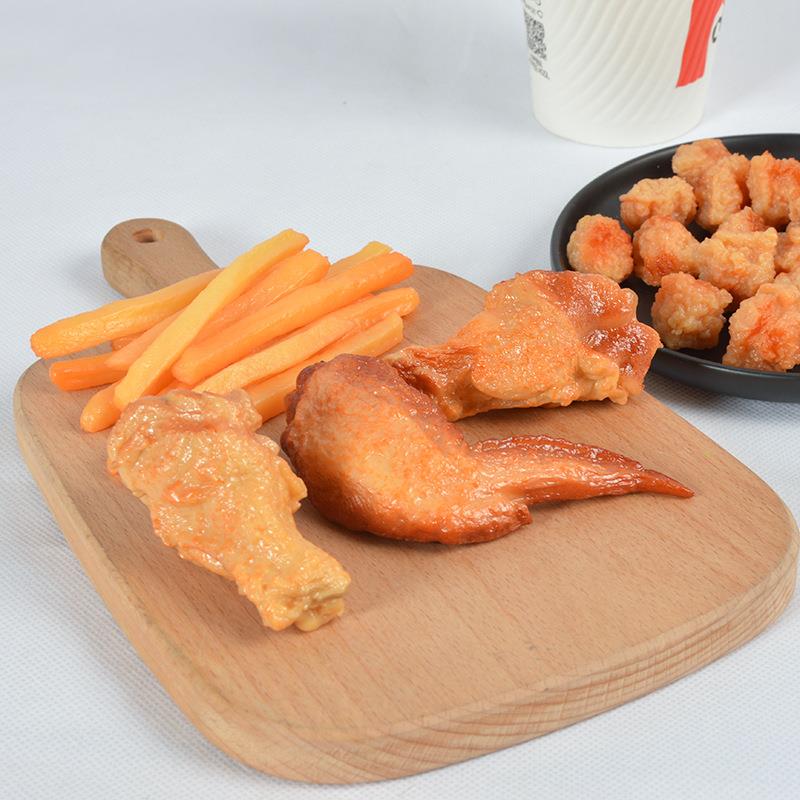 仿真烤鸡腿鸡翅鸡米花薯条小吃食物模型钥匙扣美食食玩钥匙链挂件