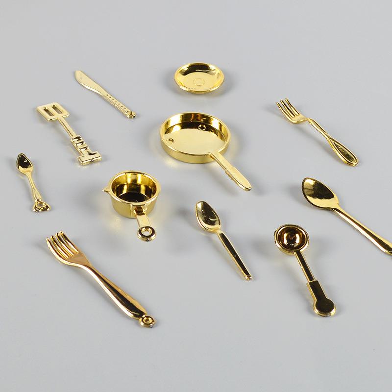 迷你塑料勺子叉子锅具餐具模型过家家微缩仿真厨房食玩玩具