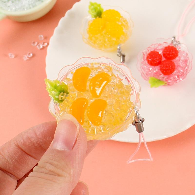 仿真水果捞甜品钥匙扣创意冷饮冰碗包包挂饰趣味食玩抓娃娃机玩具