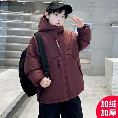 日本无印mu男童棉服外套2025新款儿童冲锋衣中大童冬季棉袄加厚加