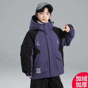 冬季 外套2025新款 加绒加厚中大儿童男 冲锋衣款 日本无印mu男童冬装