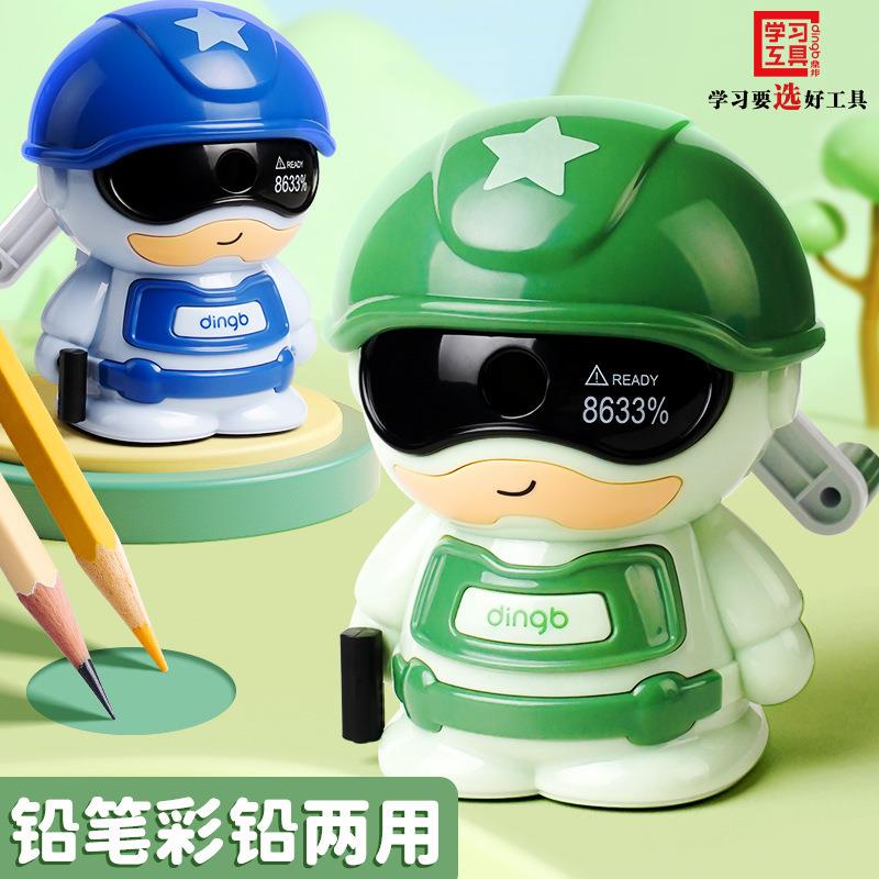 卡通士兵造型手摇卷笔刀儿童礼物小学生文具自动进铅削笔刀铅笔刀
