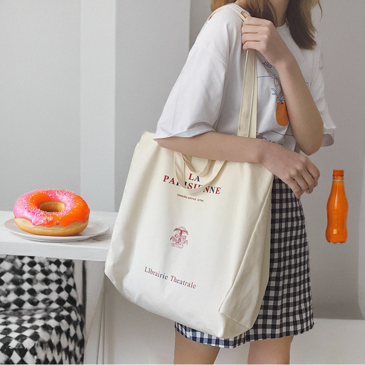 日系慵懒风小众学院风帆布包女夏文艺学生上课包大容量手提托特包