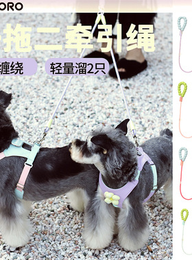 全新一拖二宠物牵引绳多巴胺两只狗牵引绳外出厂家现货狗绳