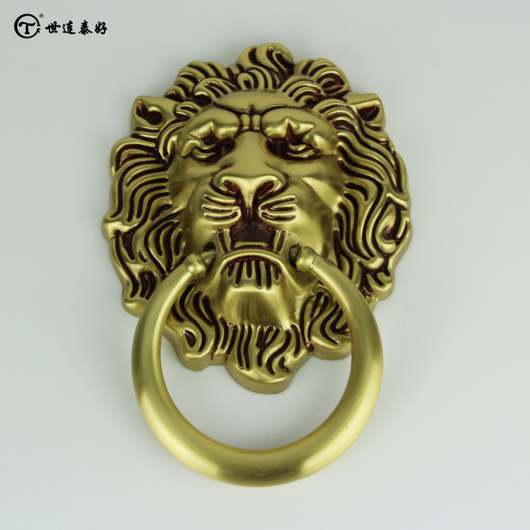纯铜狮头拉环仿古敲门器大号门环全铜兽头拉环铜狮拉环   一个i.