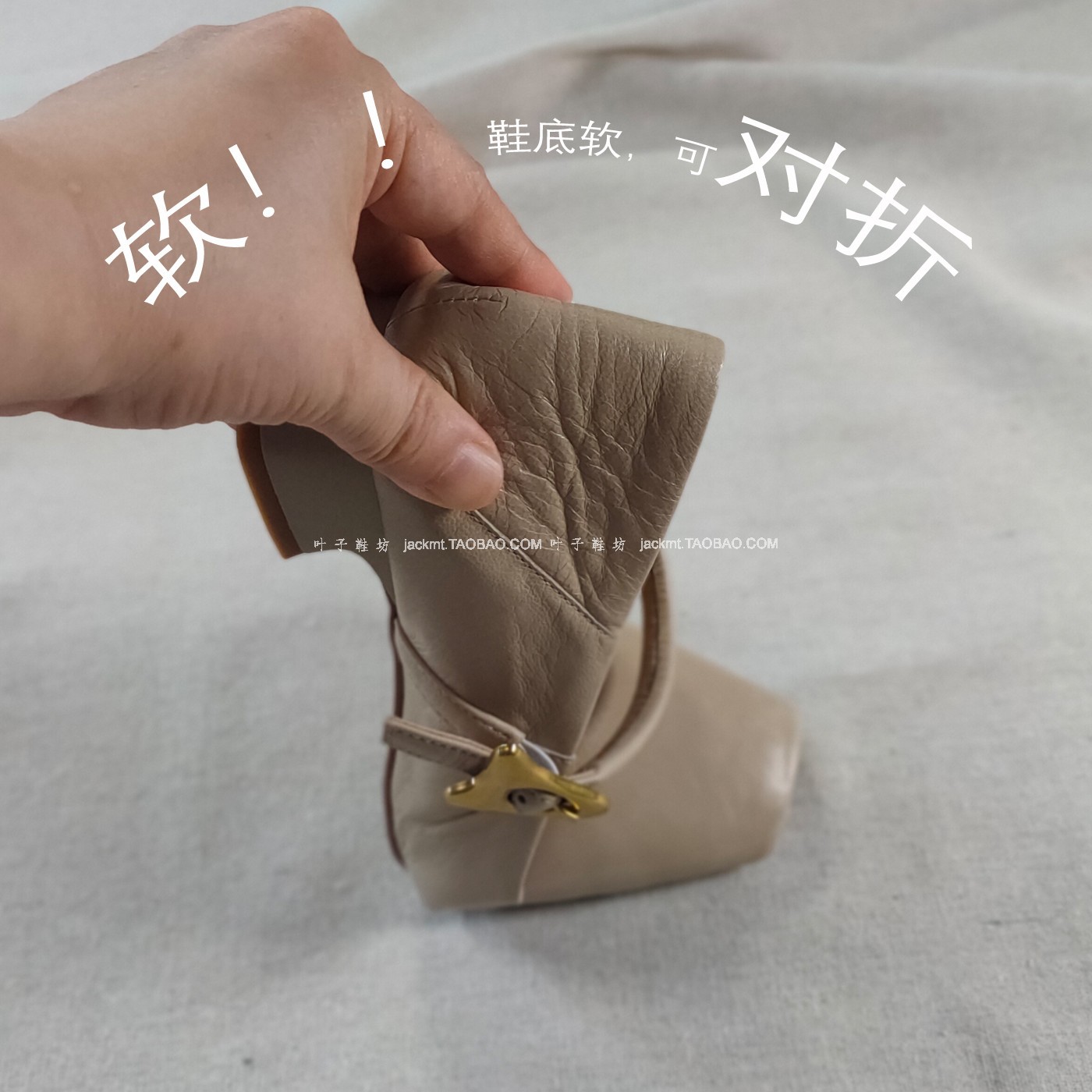 纯原！舒适复古风~胎羊皮玛丽珍洋气裸色百搭减龄 女粗跟工作鞋子