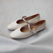 仅13对 玛丽珍女平跟鞋 纯原 显瘦时髦洋气白色一脚蹬真皮手工鞋