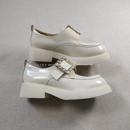 纯原！清仓特价~脚感舒适！原178米增高显瘦白色奶奶鞋真皮乐福鞋