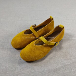 纯原！内增高2CM~时尚甜美柔软柠檬黄玛丽珍减龄一脚蹬鞋平底鞋女