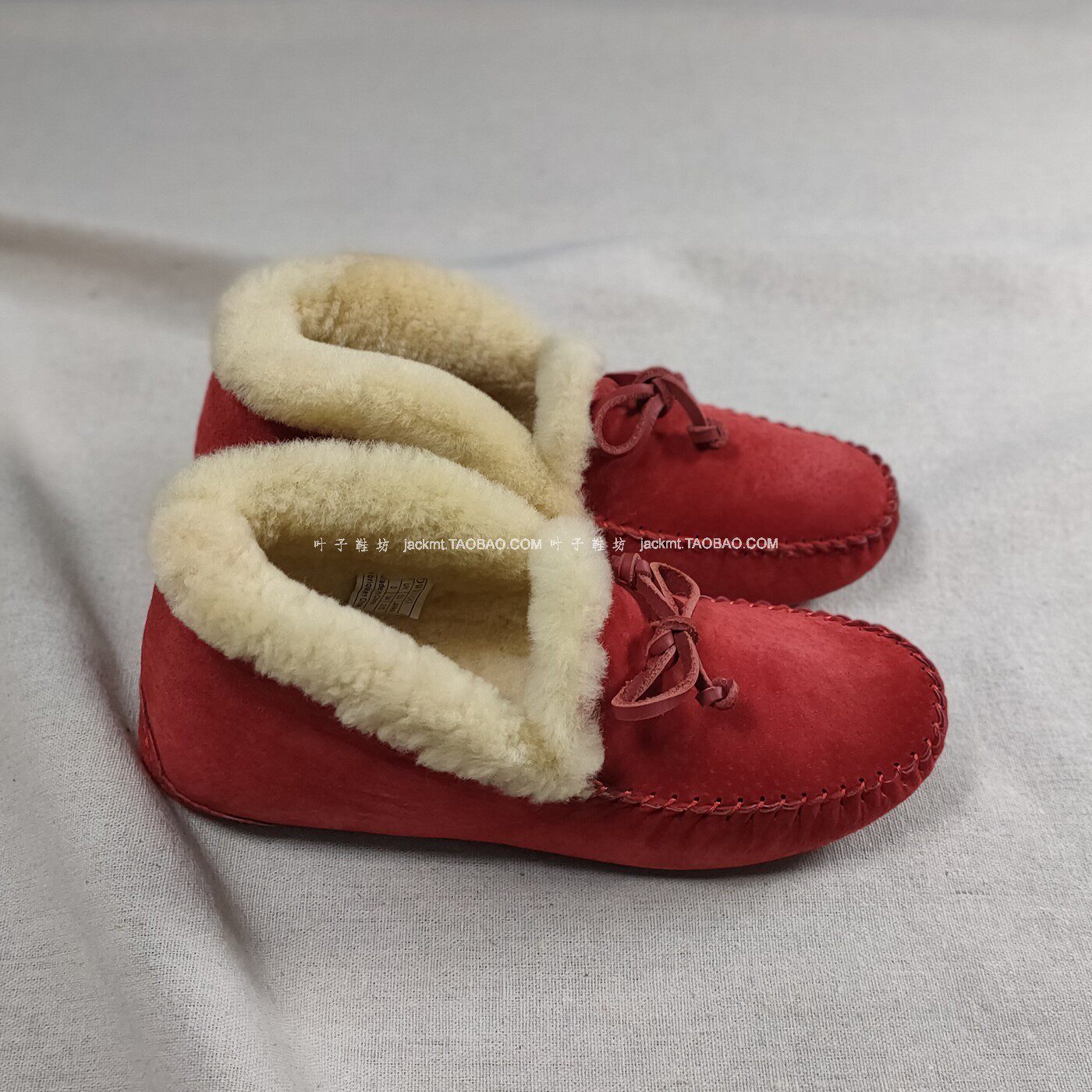 仅1对 纯原！福利~防XIAO人本命年红色 复古真皮羊毛保暖短靴 34