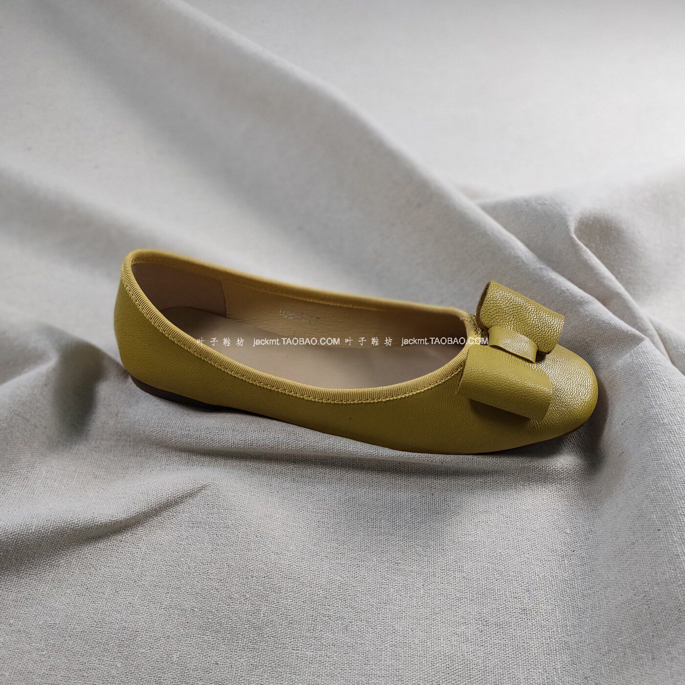 仅3对~纯原！比球鞋还舒服~显瘦黄色羊皮优雅蝴蝶结芭蕾舞平底鞋,女鞋,深口单鞋,淘宝优惠券,粉丝福利购,淘宝优惠卷