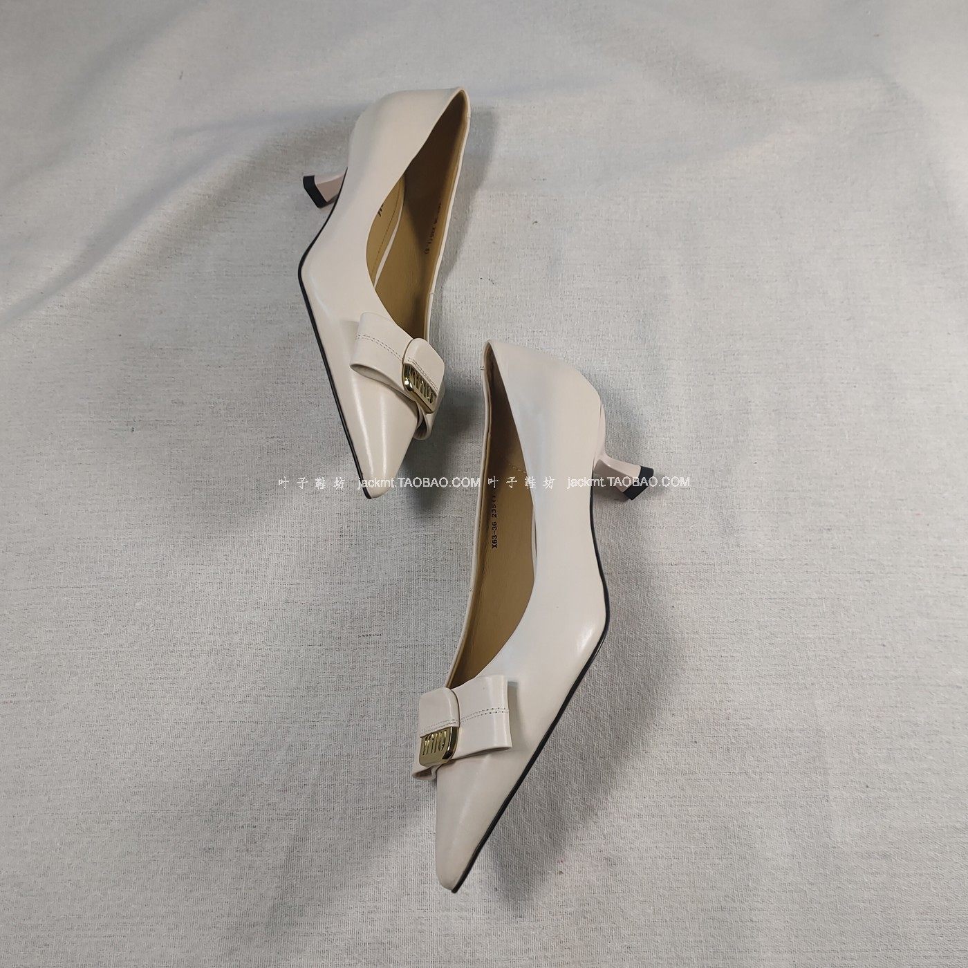 仅1对 纯原 福利！巨好穿 干练百搭牛皮尖头中跟白色工作鞋猫跟鞋,女鞋,浅口单鞋,淘宝优惠券,粉丝福利购,淘宝优惠卷