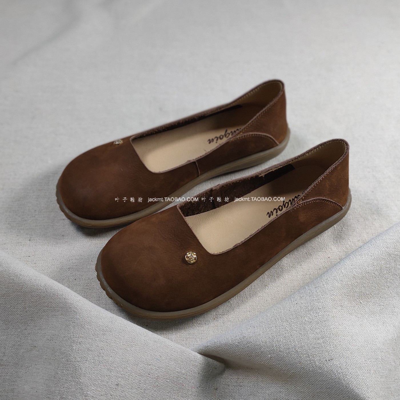 仅1对~纯原！无法取代舒适~复古洋气 大头百搭真皮手工芭蕾鞋 女