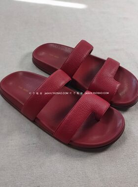 纯原！防XIAO人本命年红色 对脚胖宽友好一字拖 绵牛皮凉拖鞋 女