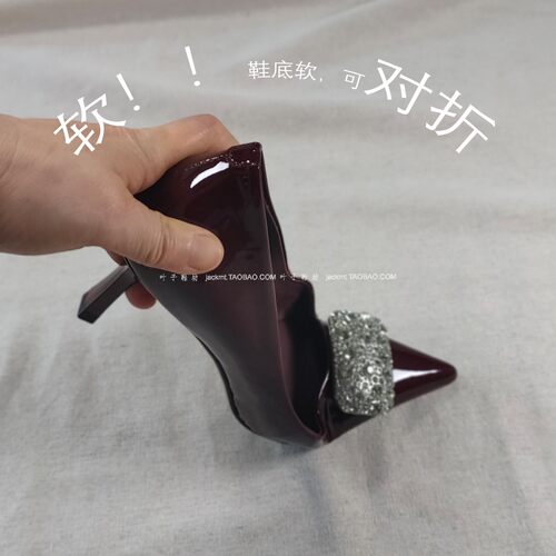 纯原！脚感舒适~尖头复古干练 防XIAO人本命年红色 真皮高跟鞋 女