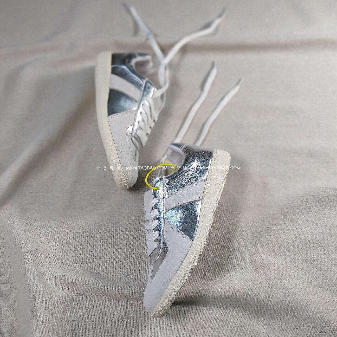 仅1对！牛货~纯原！2025新款时髦洋气布洛克复古真皮银拼色德训鞋,女鞋,德训鞋,淘宝优惠券,粉丝福利购,淘宝优惠卷