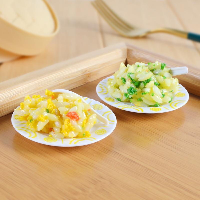 迷你仿真蛋炒饭食物模型微缩炒饭娃娃屋食玩道具过家家游戏玩具