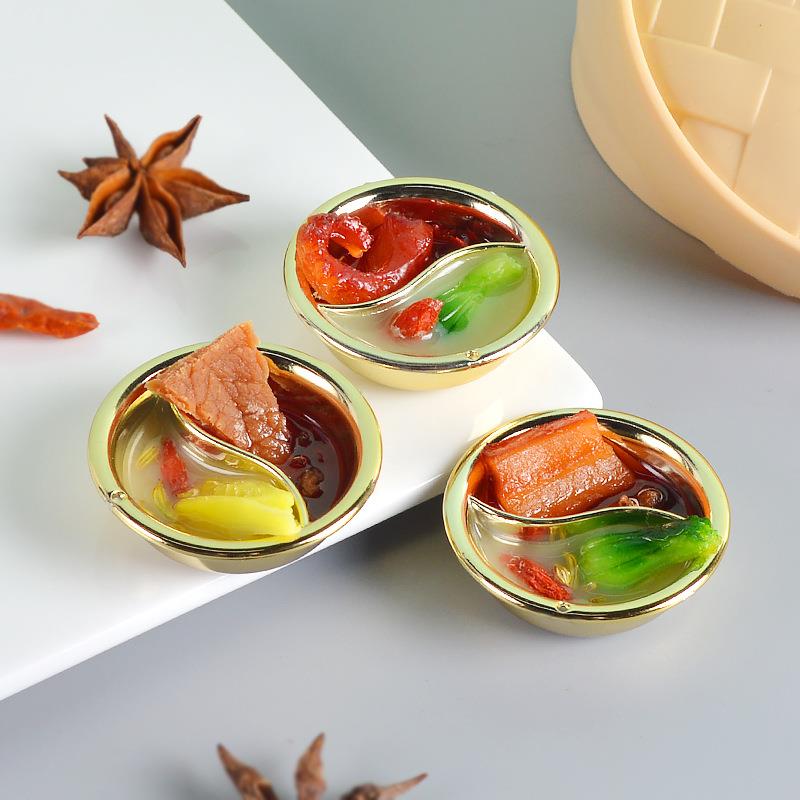 迷你仿真鸳鸯火锅模型娃娃屋餐厨玩具微缩食玩钥匙扣挂件