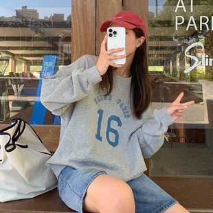 外套潮学生宽松慵懒上衣 HM复古卫衣女秋冬无帽薄款