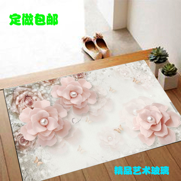 免洗钢化玻璃地踏脚踏 欧式地垫进门垫 玄关垫地毯家用脚垫茶几垫