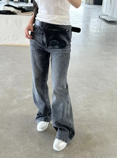 高定 水洗做旧休闲牛仔长裤 版 高腰 型超赞 FP高品