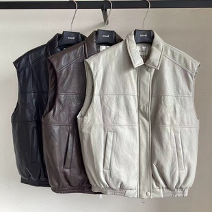 马甲女 高品 夹棉机车范无袖 柔软蛋白皮 触感细腻 很有肉感