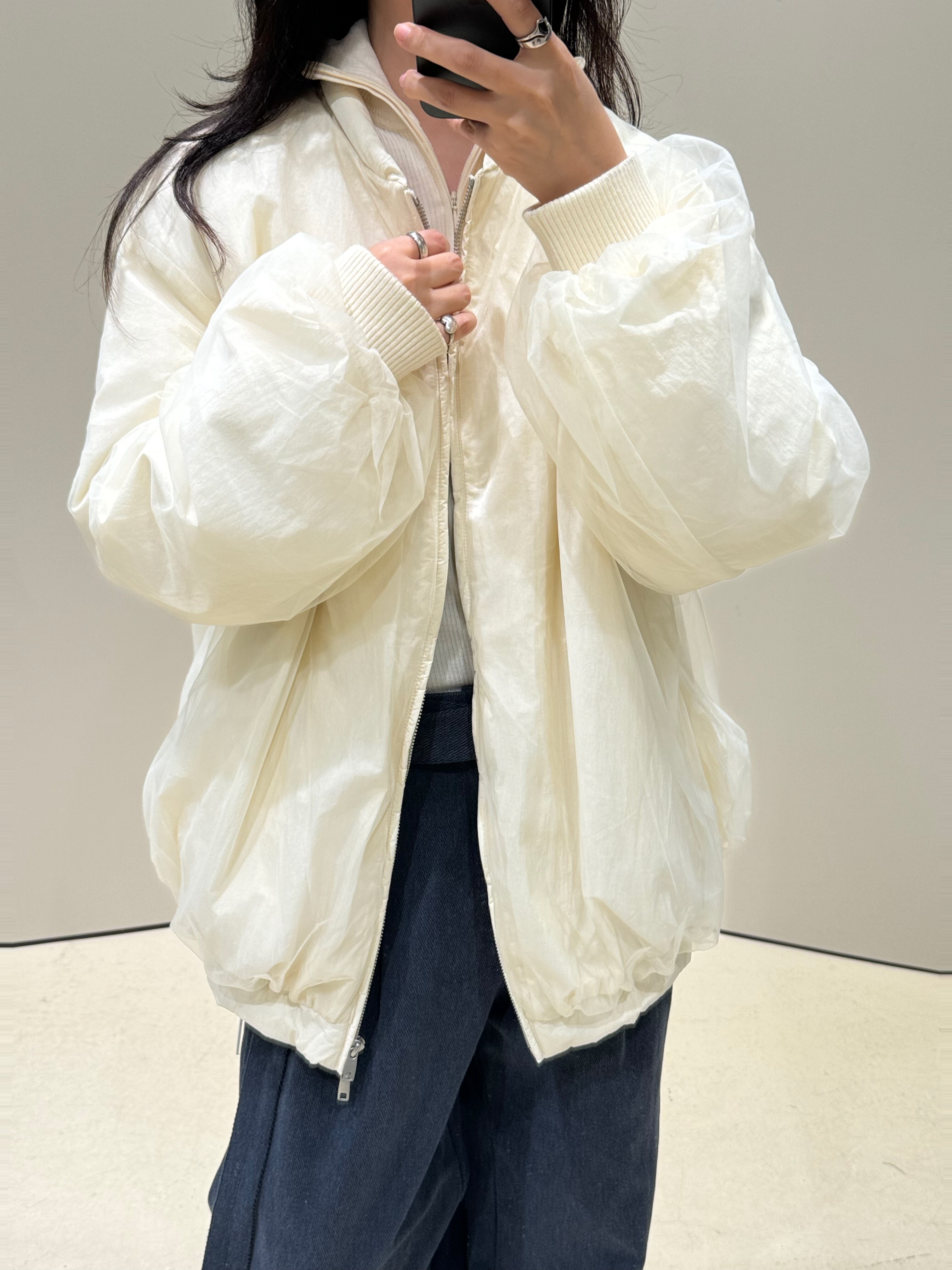 高品设计师系列 90白鸭绒 运动梦幻网纱 慵懒羽绒服外套女 巨美