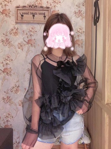 映氏ins女装专柜国内代购2020秋420337297网纱两件套花朵上衣