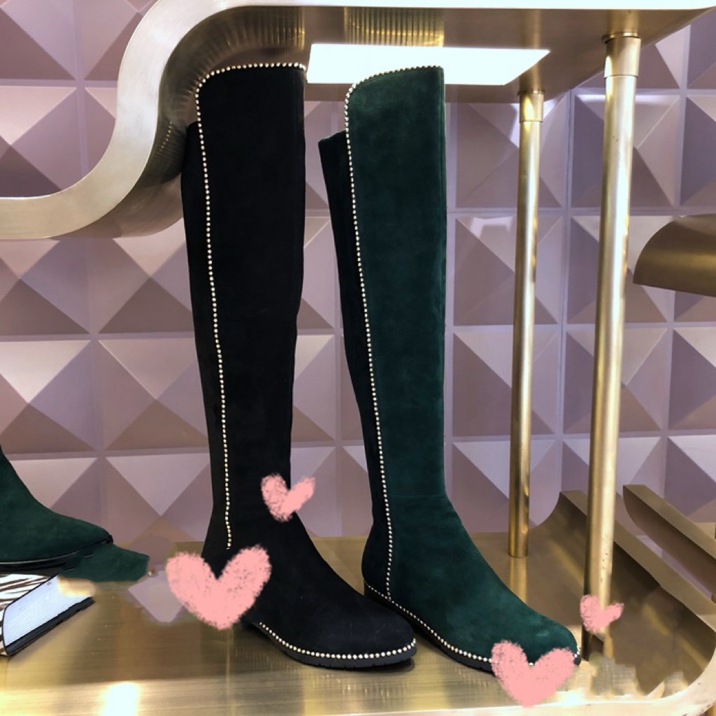 LINEA ROSA/恋尚萝莎羊皮革女靴长靴拼接过膝靴