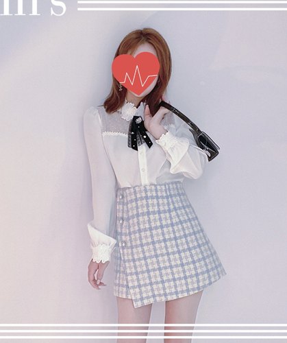 映氏ins女装专柜国内代购2020秋420342195格纹珍珠扣短裤裙