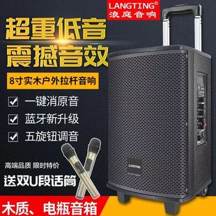 浪庭qx0866s户外广场舞音响家用大功率K歌蓝牙重低音木质拉杆音箱