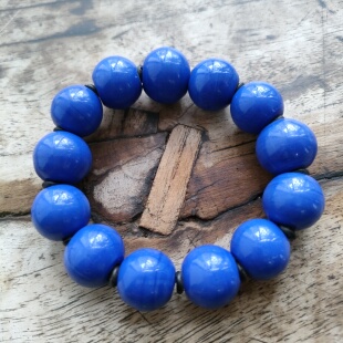 非遗淄博琉璃手串 古法手工流行饰品首饰手链民族风宝蓝色收藏