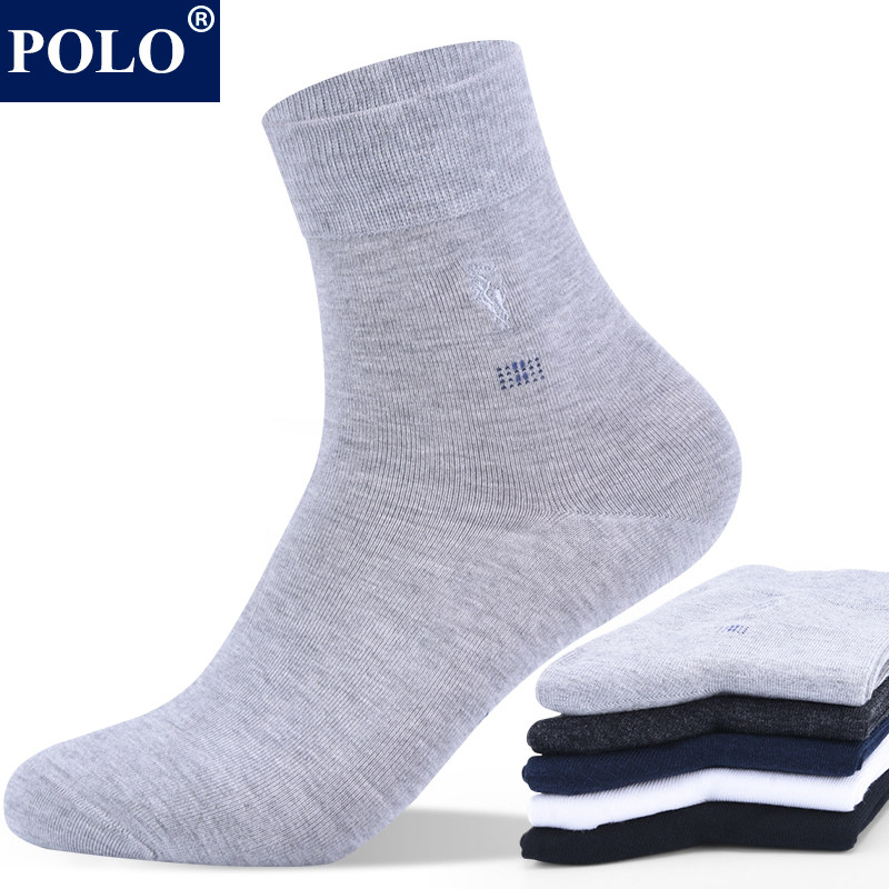 polo袜子男竹钎维中筒袜秋冬四季男士抗菌防臭正装纯色皮鞋商务袜