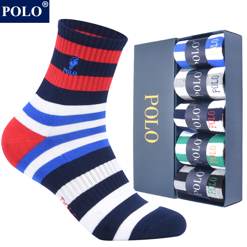 POLO运动男纯棉防臭中筒袜秋冬款